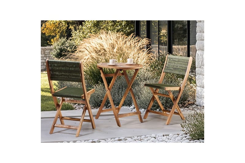 Cafégrupp Prossedi - Grönt, ljust trä - Utemöbler & utemiljö - Utegrupp - Cafegrupp & cafeset