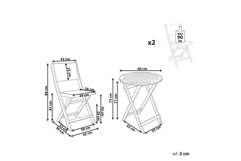 Cafégrupp Prossedi - Grönt, ljust trä - Utemöbler & utemiljö - Utegrupp - Cafegrupp & cafeset