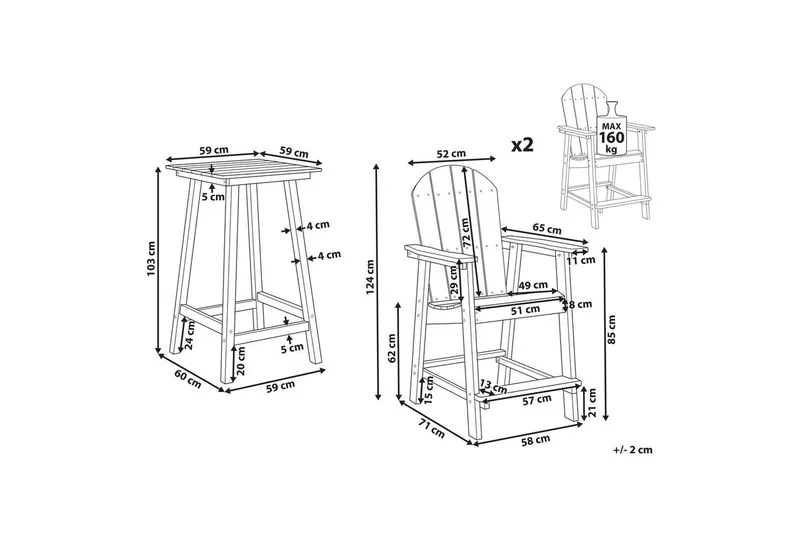 Cafeset Adirondack Blå - Blå - Utemöbler & utemiljö - Utegrupp - Cafegrupp & cafeset