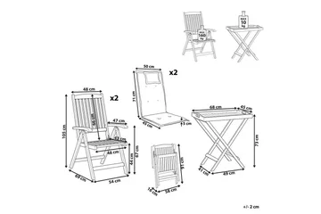 Cafeset Amantea med kuddar Mörk trä/blå - Mörk trä/blå - Utemöbler & utemiljö - Utegrupp - Cafegrupp & cafeset