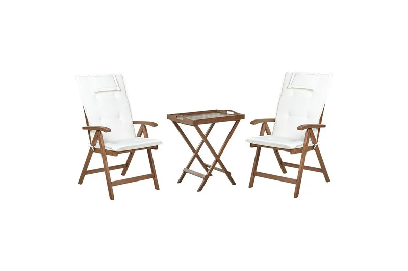 Cafeset Amantea med kuddar Mörk trä/vit, Mörk trä/vit