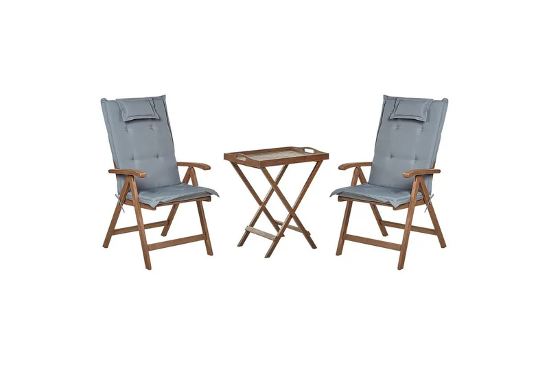 Cafeset Amantea med kuddar Mörkt trä/grått, Mörkt trä/grått