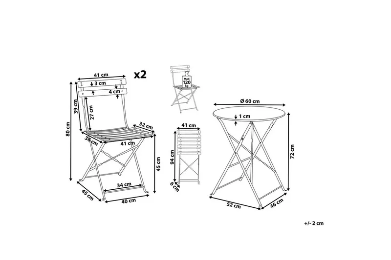 Cafeset Fiori Vinröd - Vinröd - Utemöbler & utemiljö - Utegrupp - Cafegrupp & cafeset