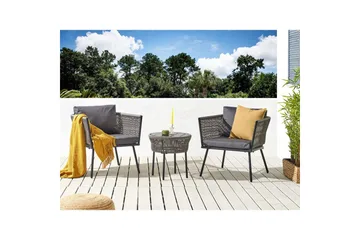 Cafeset Gargano Ljusgrå/svart - Ljusgrå/svart - Utemöbler & utemiljö - Utegrupp - Cafegrupp & cafeset