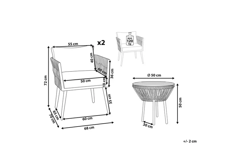 Cafeset Gargano Ljusgrå/svart - Ljusgrå/svart - Utemöbler & utemiljö - Utegrupp - Cafegrupp & cafeset