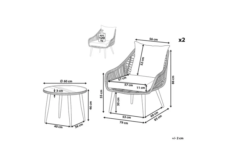 Cafeset Laureto Grå - Grå - Utemöbler & utemiljö - Utegrupp - Cafegrupp & cafeset