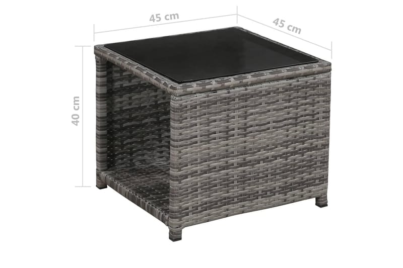 Caféset med dynor 3 delar konstrotting grå - Grå - Cafegrupp & cafeset
