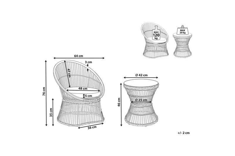 Cafeset Mesyna Vit/Beige - Vit/Beige - Utemöbler & utemiljö - Utegrupp - Cafegrupp & cafeset
