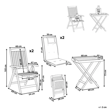 Caféset utomhus Amantea Premium Akaciaträ - Brun/Ljusbeige - Utemöbler & utemiljö - Utegrupp - Cafegrupp & cafeset