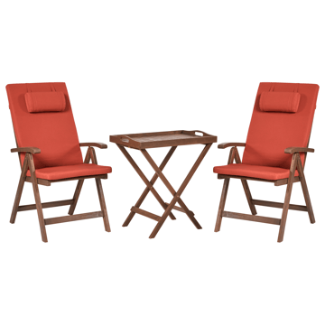 Caféset utomhus Amantea Premium Akaciaträ - Brun/Röd - Utemöbler & utemiljö - Utegrupp - Cafegrupp & cafeset