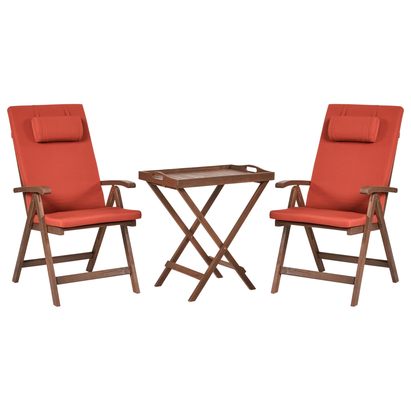 Caféset utomhus Amantea Premium Akaciaträ, Brun/Röd