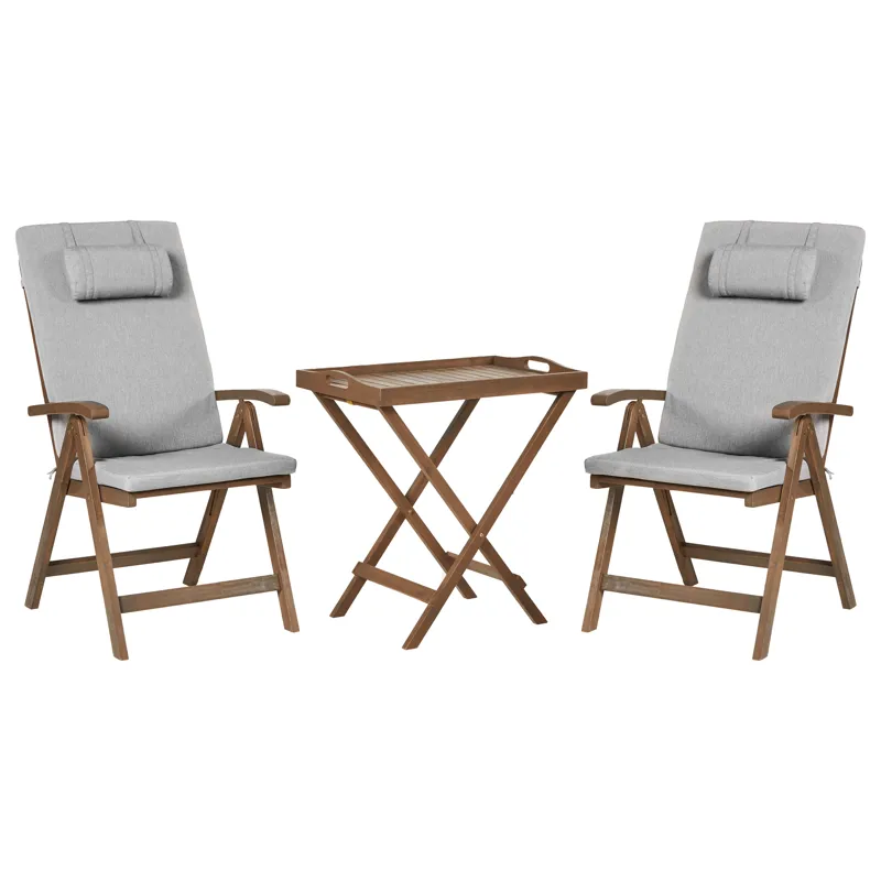 Caféset utomhus Amantea Premium Akaciaträ, Brun/Gråmelerad