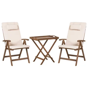 Caféset utomhus Amantea Premium Akaciaträ - Brun/Ljusbeige - Utemöbler & utemiljö - Utegrupp - Cafegrupp & cafeset