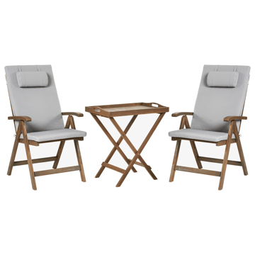 Caféset utomhus Amantea Premium Akaciaträ - Brun/Ljusgrå - Utemöbler & utemiljö - Utegrupp - Cafegrupp & cafeset