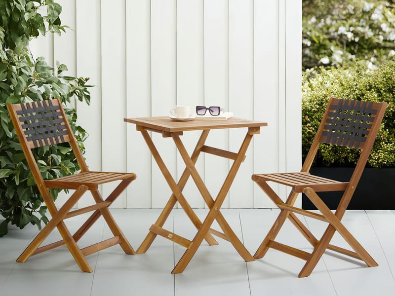 Caféset utomhus Coniolo Akaciaträ - Brun/Svart - Utemöbler & utemiljö - Utegrupp - Cafegrupp & cafeset