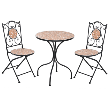 Caféset utomhus Fällbar Adrano Järn - Svart/Brun/Orange - Utemöbler & utemiljö - Utegrupp - Cafegrupp & cafeset