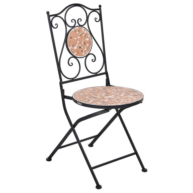 Caféset utomhus Fällbar Adrano Järn - Svart/Brun/Orange - Utemöbler & utemiljö - Utegrupp - Cafegrupp & cafeset