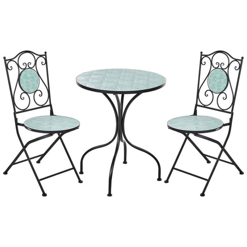 Caféset utomhus Fällbar Anapo Järn - svart/grön - Utemöbler & utemiljö - Utegrupp - Cafegrupp & cafeset