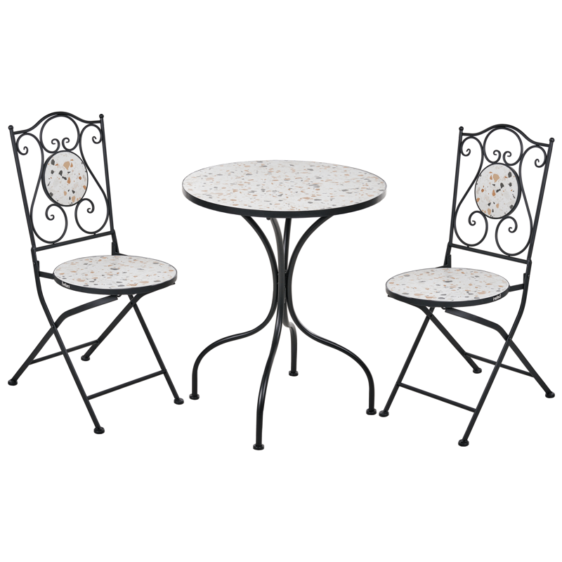 Caféset utomhus Fällbar Artena Järn - Svart/Vit - Utemöbler & utemiljö - Utegrupp - Cafegrupp & cafeset