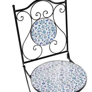 Caféset utomhus Fällbar Chapeco Järn - Svart/Blå/Vit - Utemöbler & utemiljö - Utegrupp - Cafegrupp & cafeset