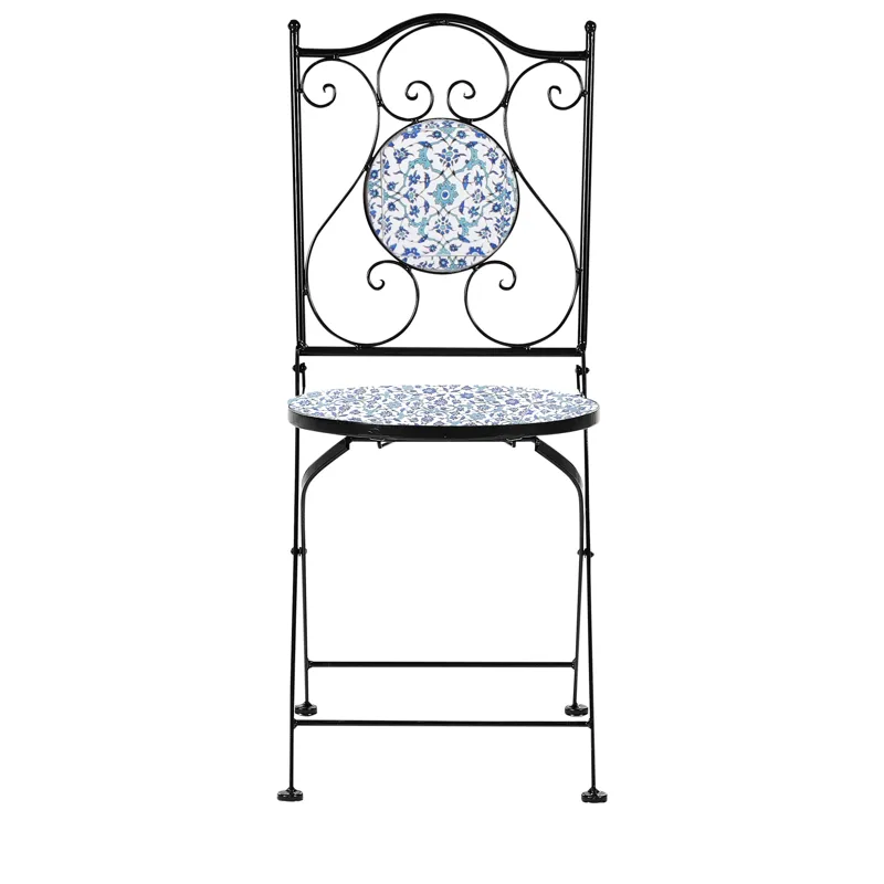 Caféset utomhus Fällbar Chapeco Järn - Svart/Blå/Vit - Utemöbler & utemiljö - Utegrupp - Cafegrupp & cafeset