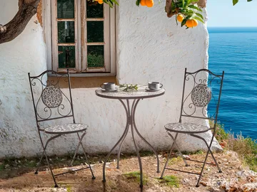 Caféset utomhus Fällbar Chapeco Järn - Svart/Blå/Vit - Utemöbler & utemiljö - Utegrupp - Cafegrupp & cafeset