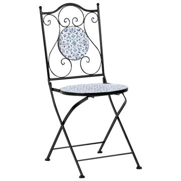 Caféset utomhus Fällbar Chapeco Järn - Svart/Blå/Vit - Utemöbler & utemiljö - Utegrupp - Cafegrupp & cafeset