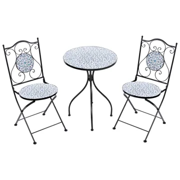 Caféset utomhus Fällbar Chapeco Järn - Svart/Blå/Vit - Utemöbler & utemiljö - Utegrupp - Cafegrupp & cafeset