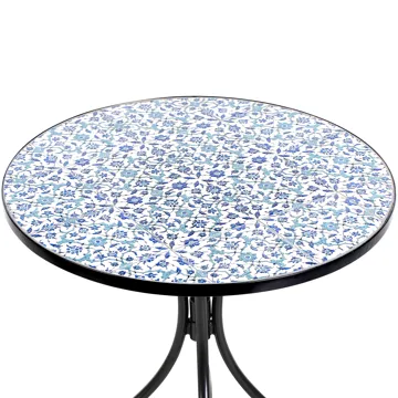 Caféset utomhus Fällbar Chapeco Järn - Svart/Blå/Vit - Utemöbler & utemiljö - Utegrupp - Cafegrupp & cafeset