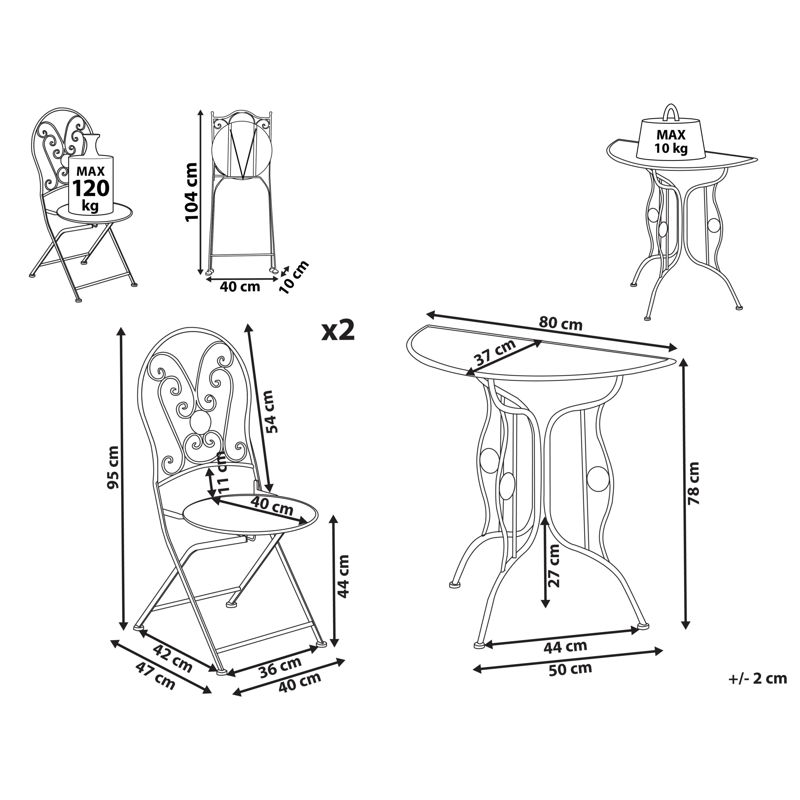 Caféset utomhus Fällbar Coggia Järn - Beige - Utemöbler & utemiljö - Utegrupp - Cafegrupp & cafeset