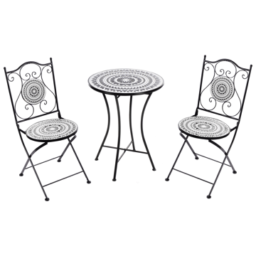 Caféset utomhus Fällbar Comiso Järn - Svart/Vit - Utemöbler & utemiljö - Utegrupp - Cafegrupp & cafeset