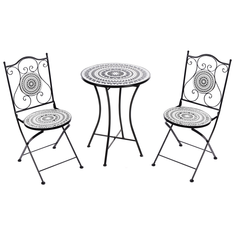 Caféset utomhus Fällbar Comiso Järn - Svart/Vit - Utemöbler & utemiljö - Utegrupp - Cafegrupp & cafeset