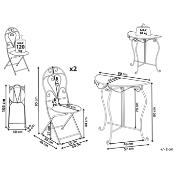 Caféset utomhus Fällbar Folelli Järn - Beige - Utemöbler & utemiljö - Utegrupp - Cafegrupp & cafeset