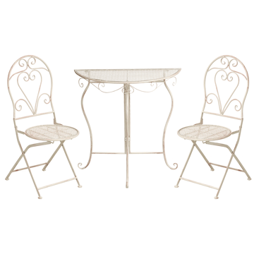 Caféset utomhus Fällbar Folelli Järn - Beige - Utemöbler & utemiljö - Utegrupp - Cafegrupp & cafeset