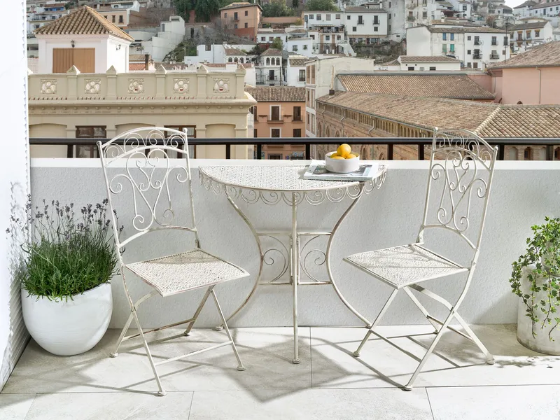 Caféset utomhus Fällbar Juina Järn - Beige - Utemöbler & utemiljö - Utegrupp - Cafegrupp & cafeset