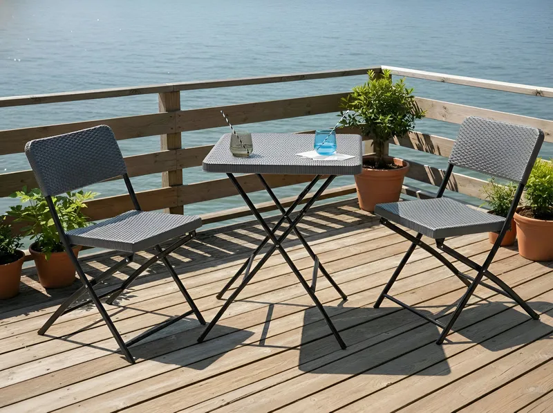 Caféset utomhus Fällbar Trappeto - Grå/Svart - Utemöbler & utemiljö - Utegrupp - Cafegrupp & cafeset