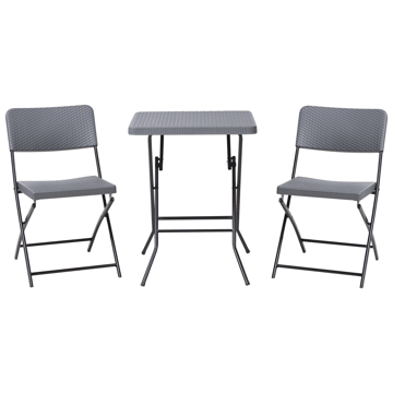 Caféset utomhus Fällbar Trappeto - Grå/Svart - Utemöbler & utemiljö - Utegrupp - Cafegrupp & cafeset