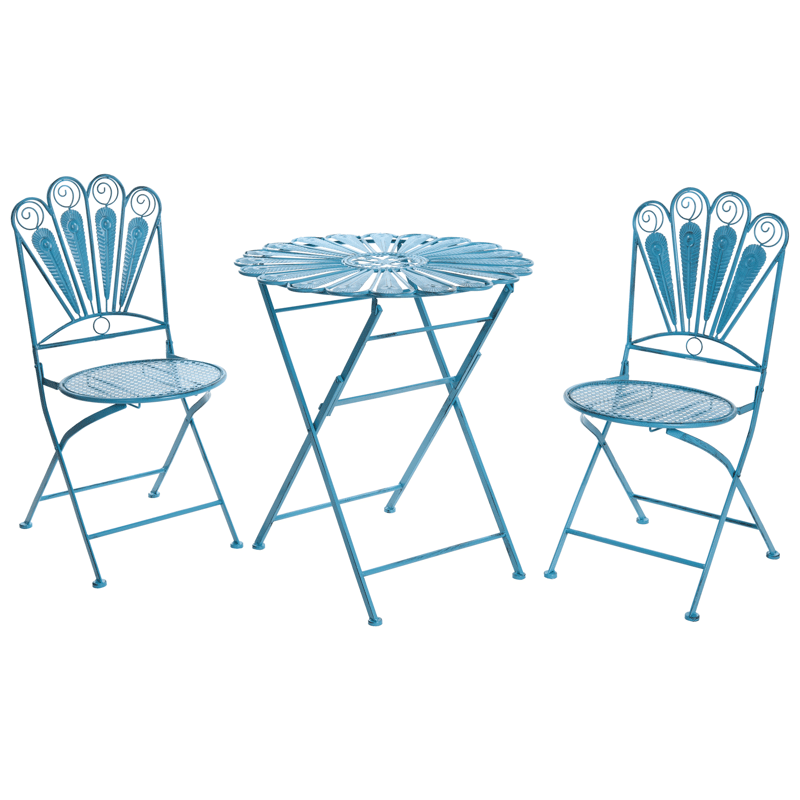 Caféset utomhus Fällbar Pavia Järn, Blå