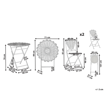 Caféset utomhus Fällbar Pavia Järn - Vit - Utemöbler & utemiljö - Utegrupp - Cafegrupp & cafeset