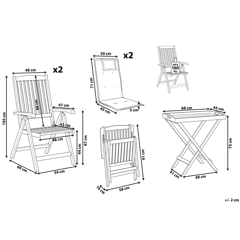 Caféset utomhus Java Premiuim Akaciaträ - Brun/Gråmelerad - Utemöbler & utemiljö - Utegrupp - Cafegrupp & cafeset