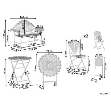 Caféset utomhus med Bänk Pavia Järn - Blå - Utemöbler & utemiljö - Utegrupp - Cafegrupp & cafeset