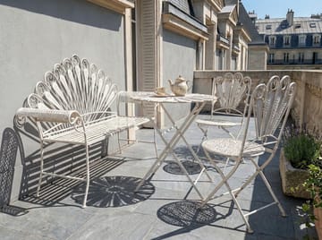 Caféset utomhus med Bänk Pavia Järn - Vit - Utemöbler & utemiljö - Utegrupp - Cafegrupp & cafeset