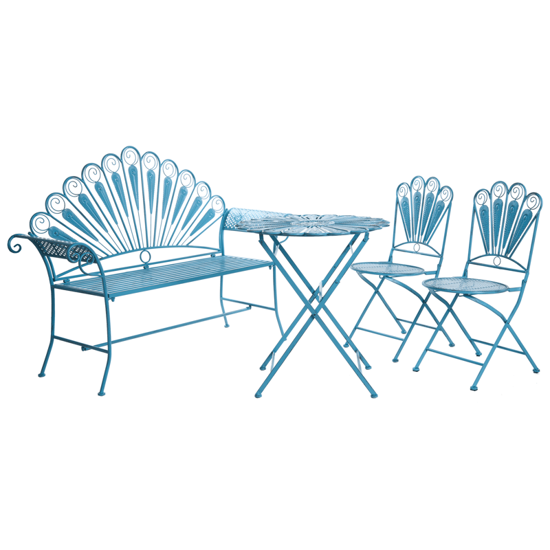 Caféset utomhus med Bänk Pavia Järn - Blå - Utemöbler & utemiljö - Utegrupp - Cafegrupp & cafeset