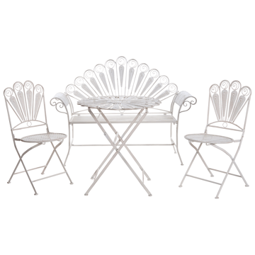 Caféset utomhus med Bänk Pavia Järn - Vit - Utemöbler & utemiljö - Utegrupp - Cafegrupp & cafeset