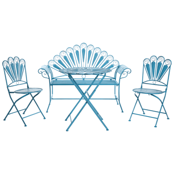 Caféset utomhus med Bänk Pavia Järn - Blå - Utemöbler & utemiljö - Utegrupp - Cafegrupp & cafeset