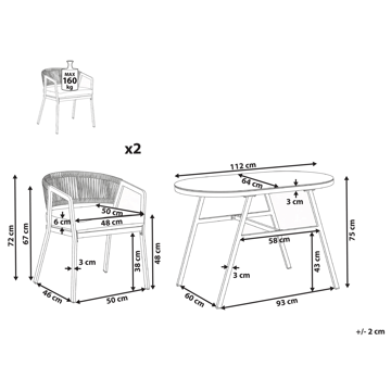 Caféset utomhus Muros Stål - Grå/Beige - Utemöbler & utemiljö - Utegrupp - Cafegrupp & cafeset