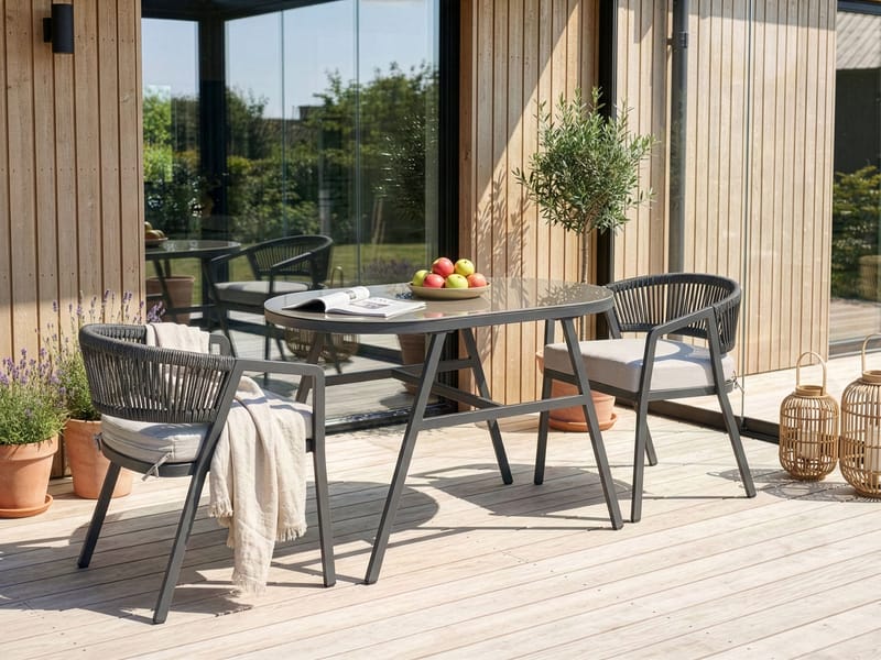 Caféset utomhus Muros Stål - Grå/Beige - Utemöbler & utemiljö - Utegrupp - Cafegrupp & cafeset