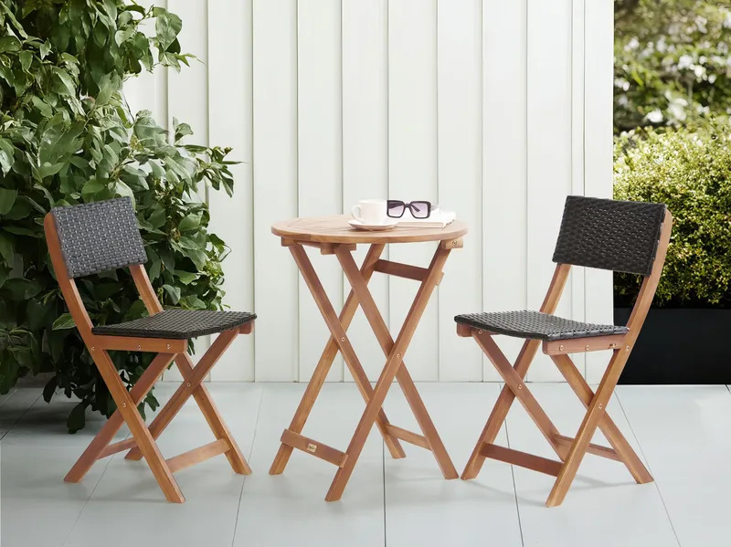 Caféset utomhus Rivarotta Akaciaträ - Brun/Svart - Utemöbler & utemiljö - Utegrupp - Cafegrupp & cafeset