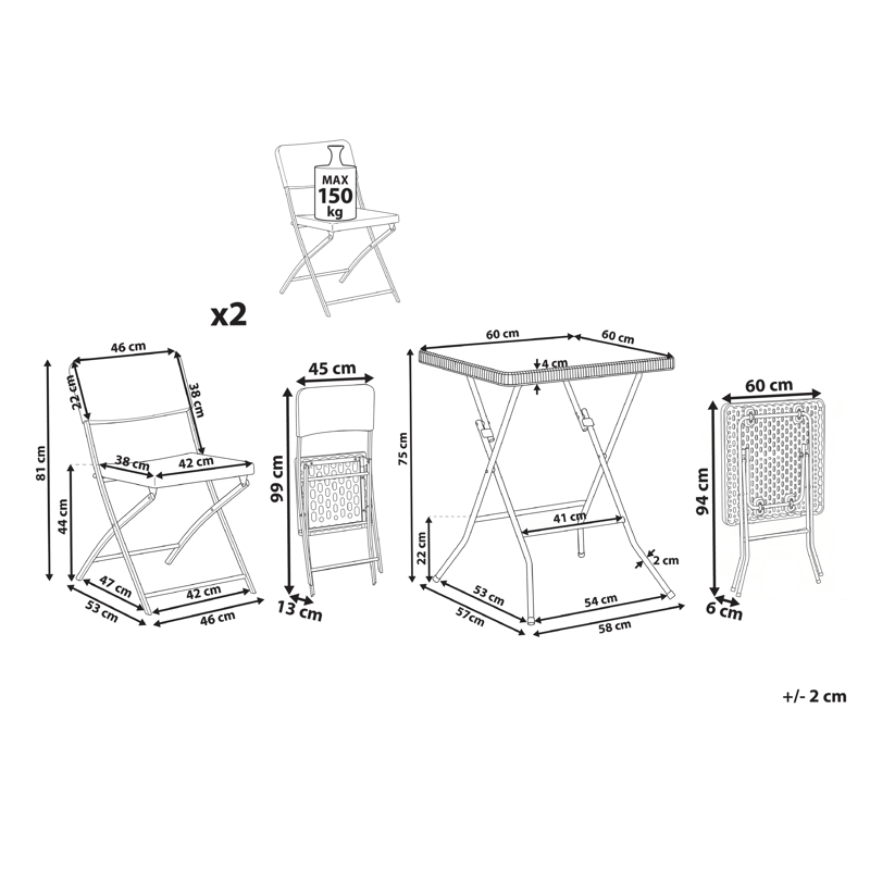 Caféset utomhus Trappeto - Svart - Utemöbler & utemiljö - Utegrupp - Cafegrupp & cafeset