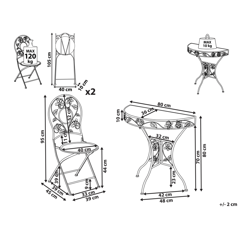 Caféset utomhus Yaviza Järn - Beige - Utemöbler & utemiljö - Utegrupp - Cafegrupp & cafeset